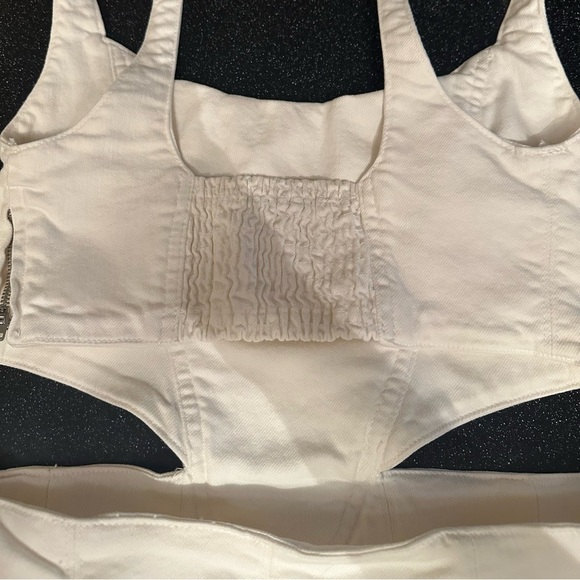 Zara White Cutout Mini Denim Corset Dress - Picture 4 of 7